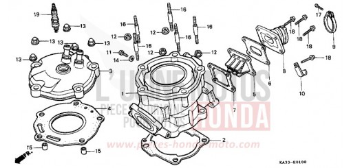 CYLINDER/CYLINDER HEAD (1) CR125RF de 1985
